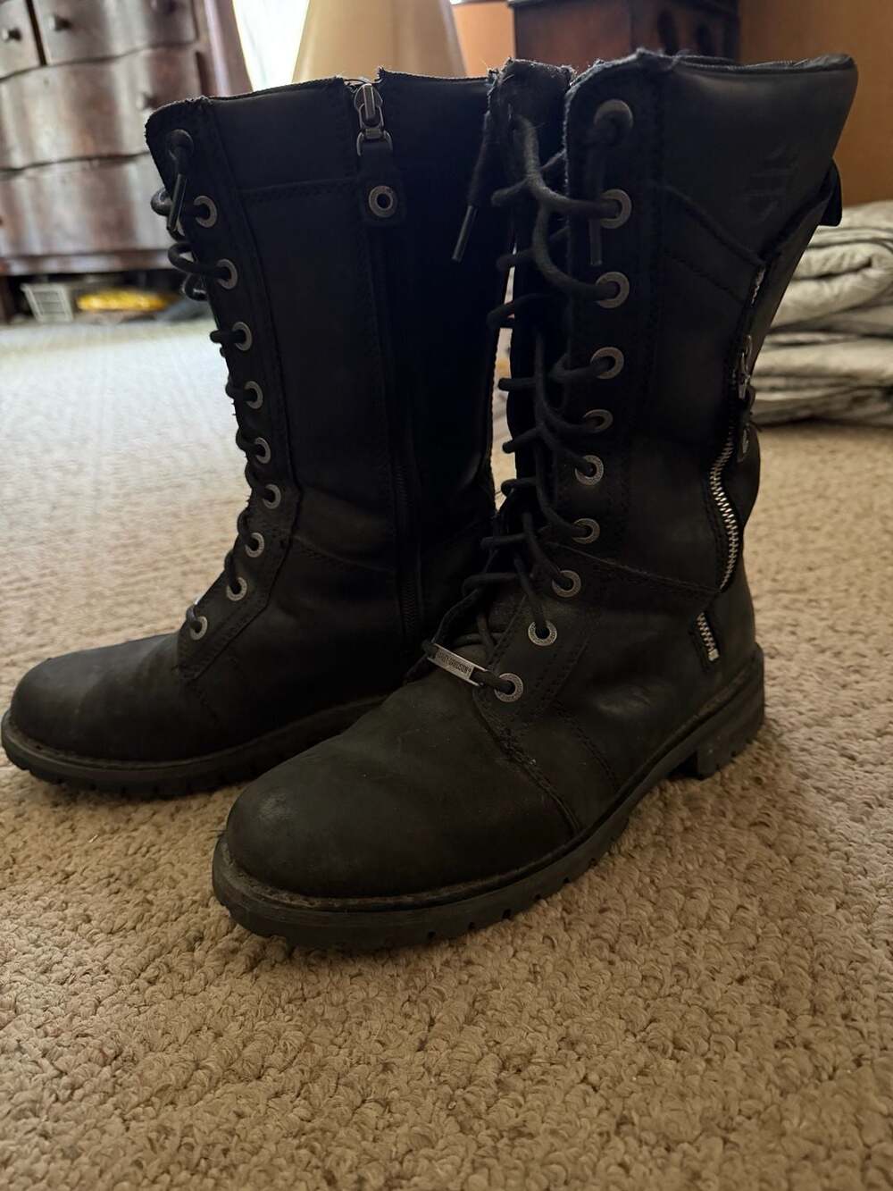 Harley-Davidson Harnett D84472 Women's Black Leather Motorcycle Boots Size 10M